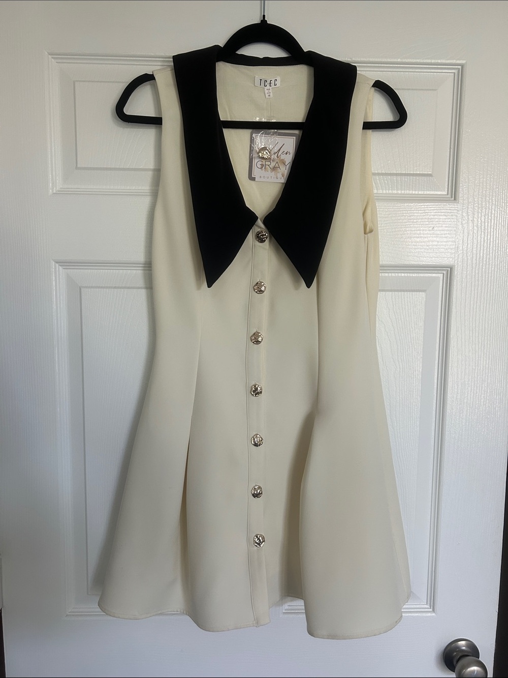 TCEC Cream Dress with Black Collar